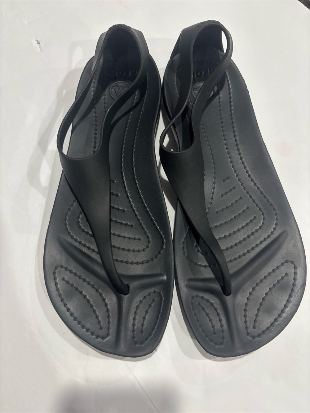 CROCS Sexi Serena Black Slip-On T straps Thong Sandals size 9